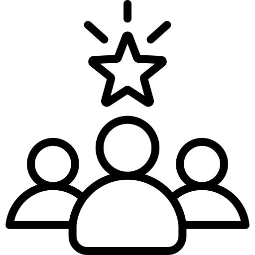 A group of people with a star above them.