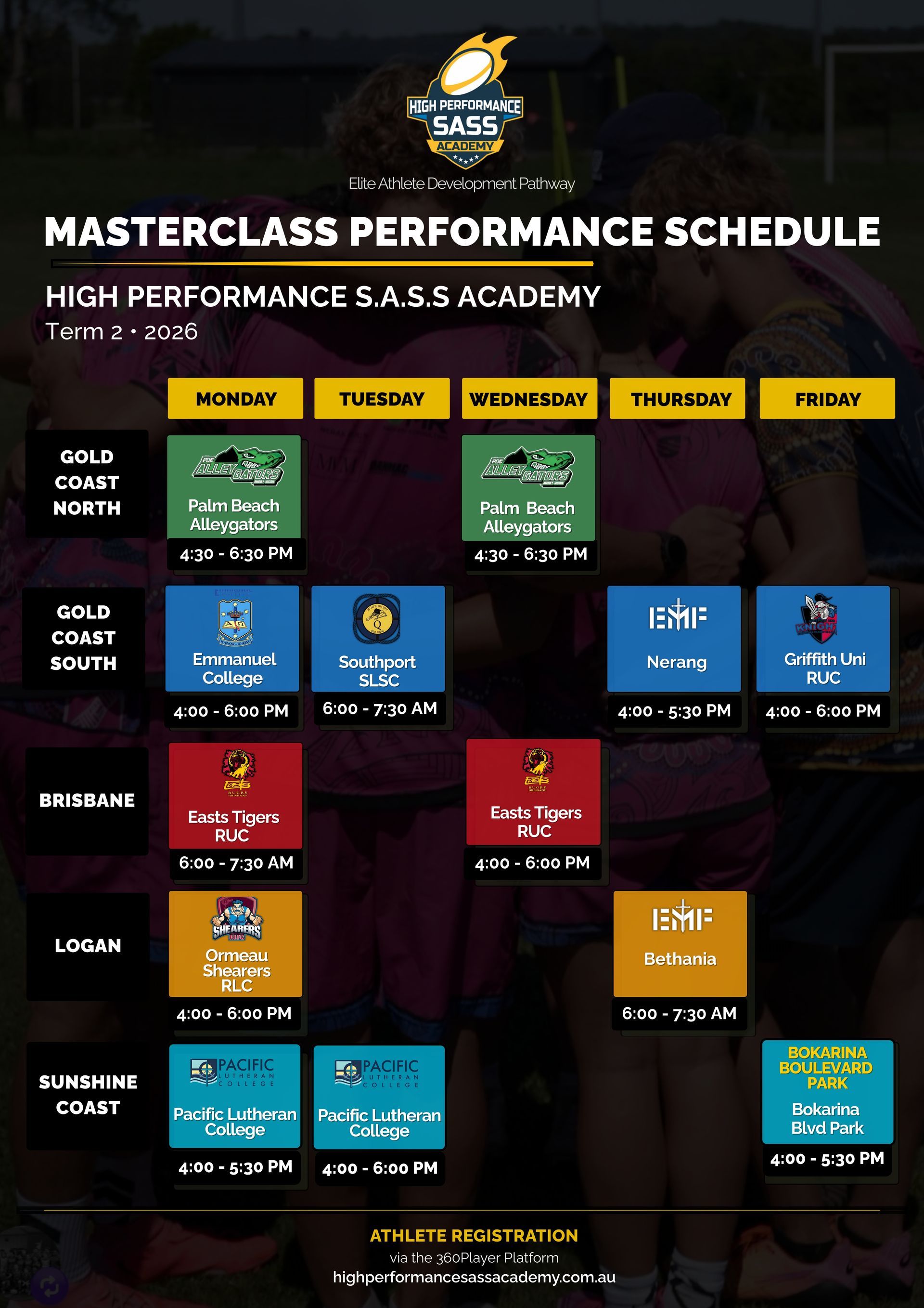 Masterclass timetable poster