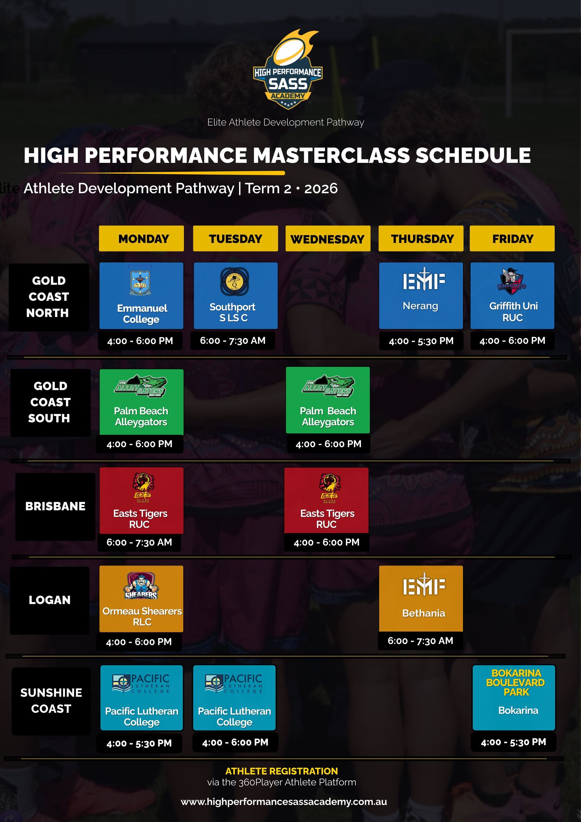 Masterclass timetable poster