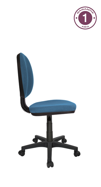 Una silla de oficina azul con el número 1 en ella
