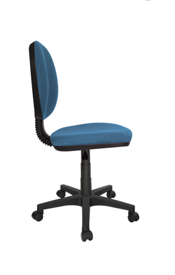 Una silla de oficina azul con el número 1 en ella