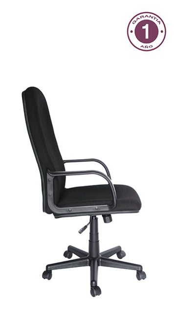 Una silla de oficina negra con el número 1 en ella