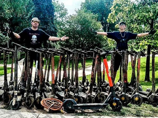 magnet fishing finds, electric scooters from the red cedar river