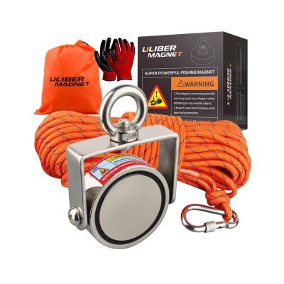 Magnet Fishing Kit, 1000 LB Pulling Magnet with Gloves, Strong
