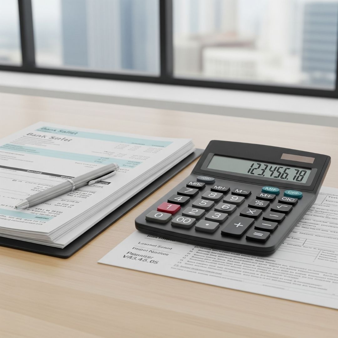 Financial documents and a calculator on a desk, representing a transparent fee structure.