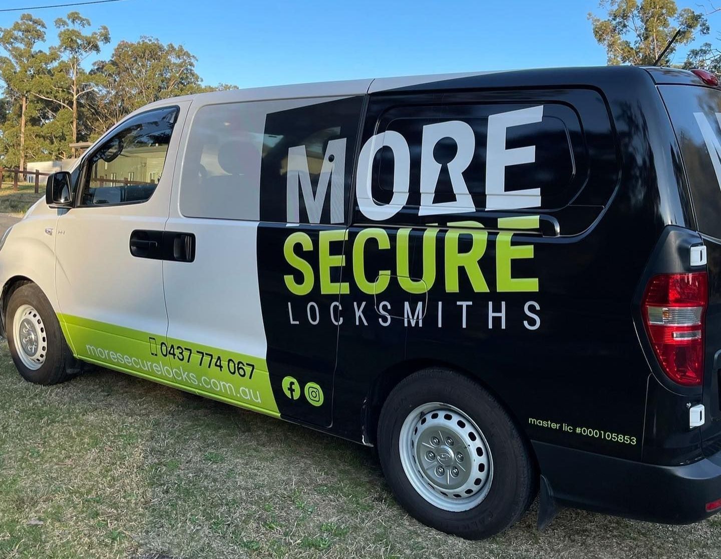 Black and white van with 