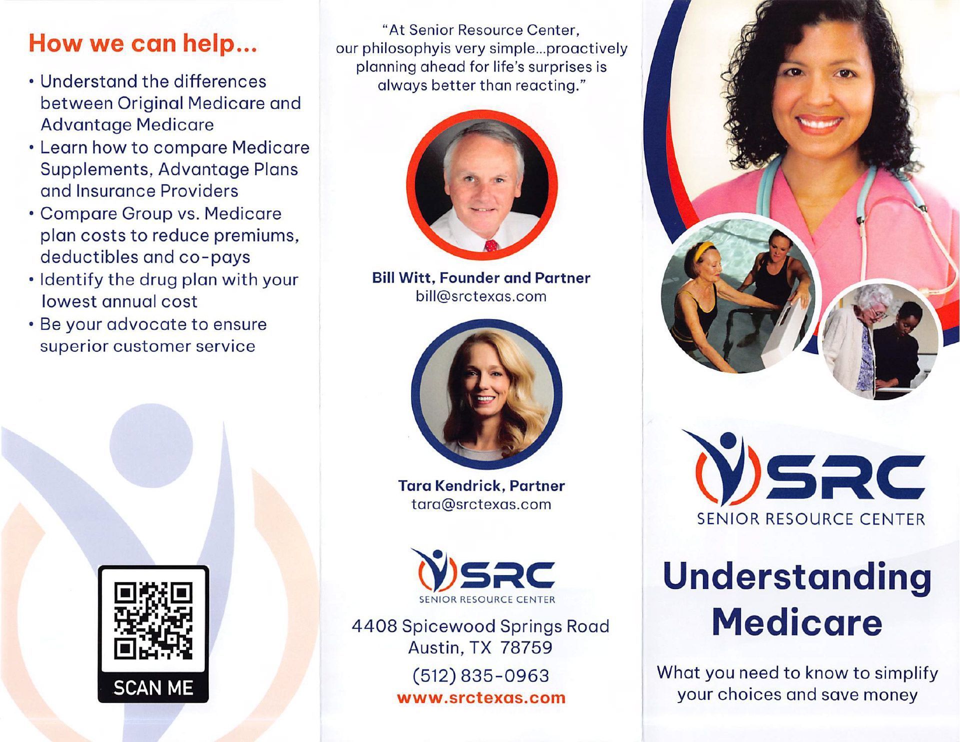 A brochure for understanding medicare shows a woman with a stethoscope around her neck