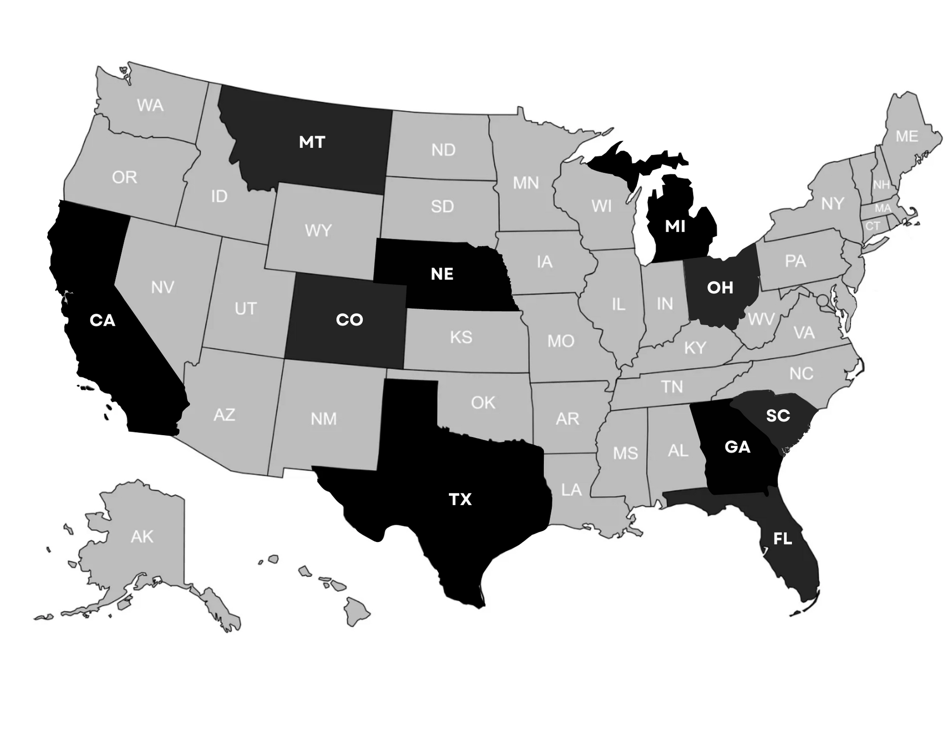 DNVR Lending Map of states they are licensed to serve clients.