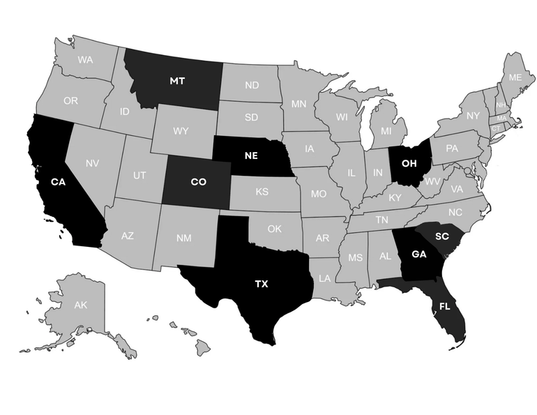 DNVR Lending Map of states they are licensed to serve clients.