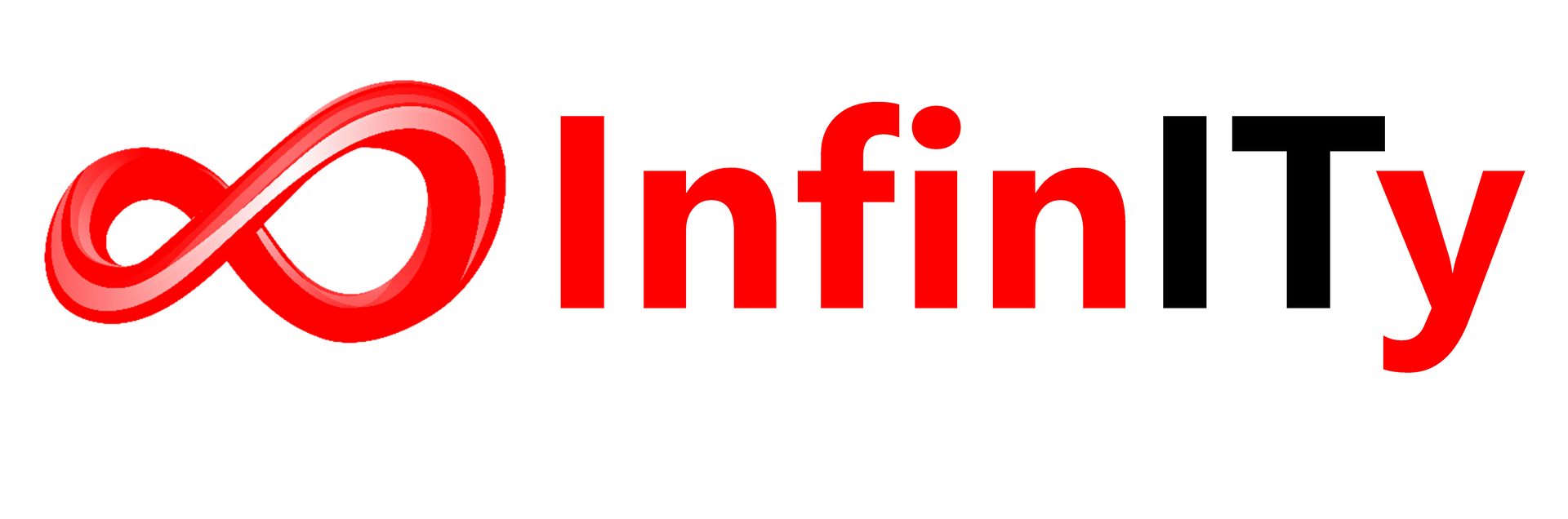 A logo for infinity with a red infinity symbol