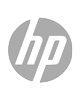 The hp logo is gray and white in a circle.