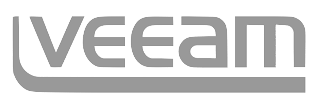 A gray and white logo for veeam on a white background.