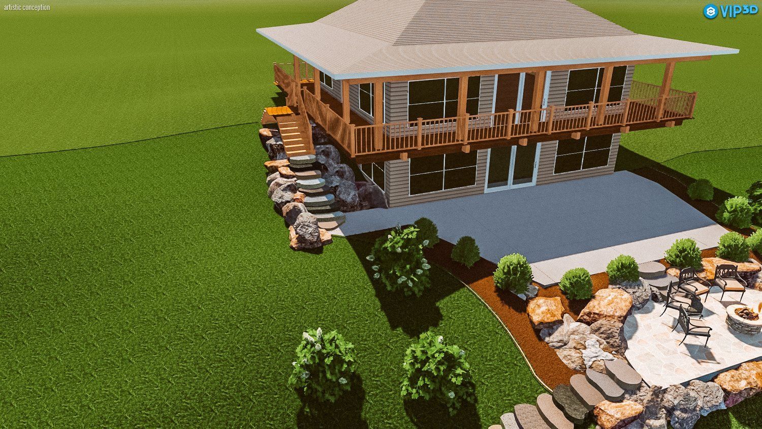 An aerial view of a house with a pool in the backyard.