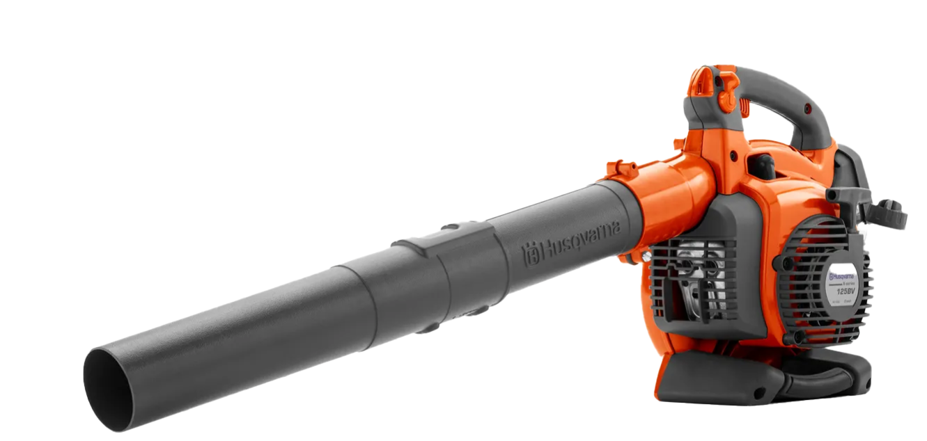 Un souffleur de feuilles est représenté sur un fond blanc.