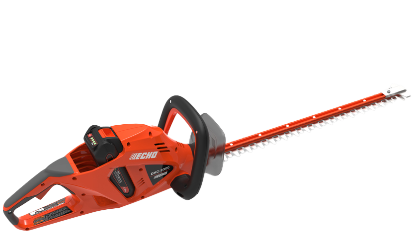 Un taille-haie électrique est représenté sur un fond blanc.