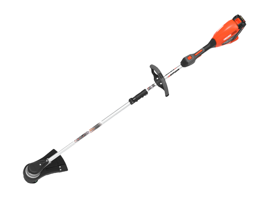 Une tondeuse à gazon est représentée sur un fond blanc.