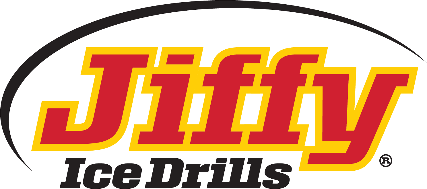 Un logo pour les perceuses à glace Jiffy sur fond blanc.