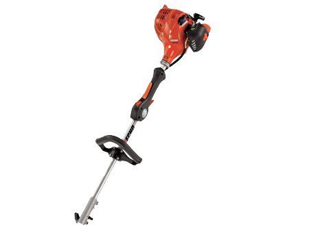 Une débroussailleuse est représentée sur un fond blanc.