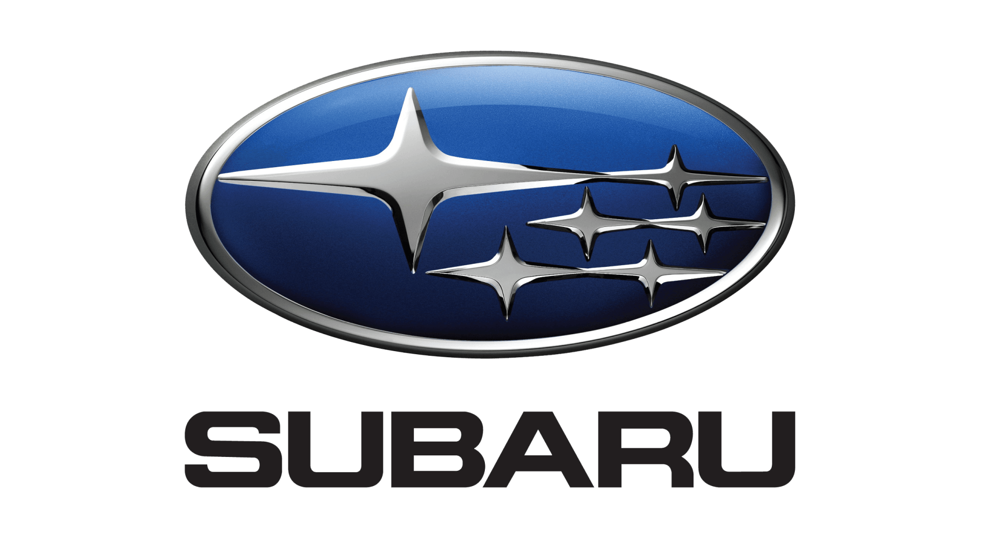 Le logo Subaru est un ovale bleu avec trois étoiles dessus.