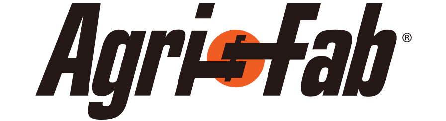 Un logo noir et orange pour agri fab sur fond blanc