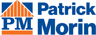 Le logo de patrick pm morin est bleu et orange