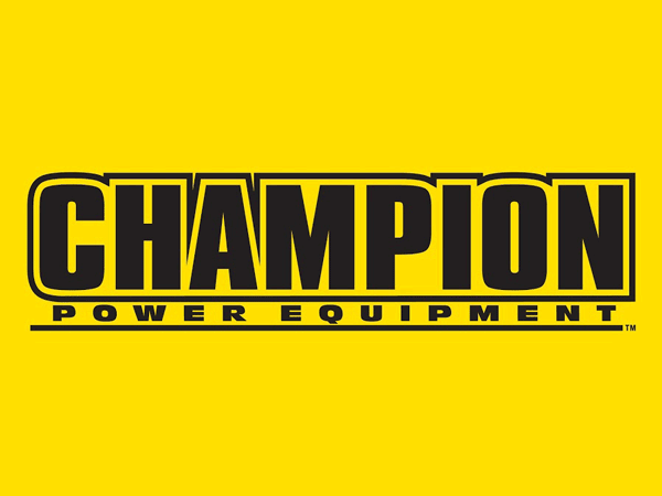 Un logo de champion power equipment sur fond jaune