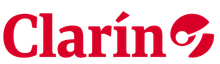 Un logotipo de Clarin rojo sobre un fondo blanco.