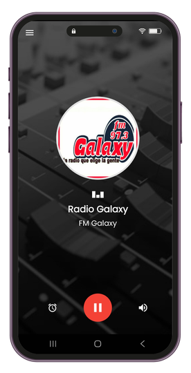 Un teléfono celular con la aplicación de radio galaxy abierta.