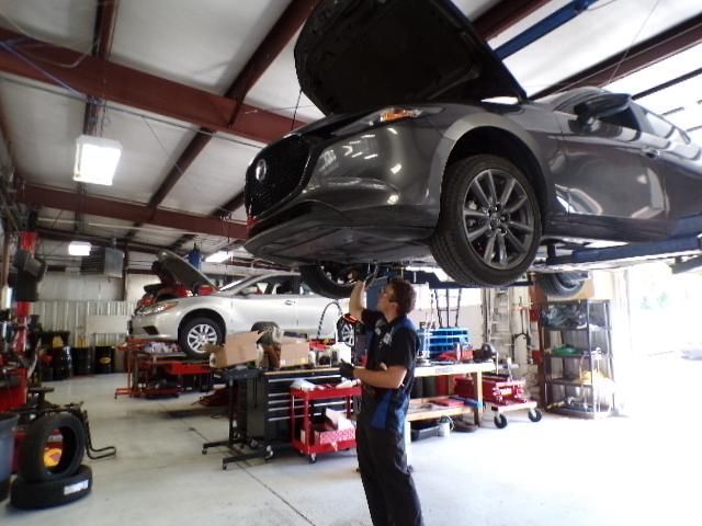 A man is working on a car in a garage with the hood up | Import Specialty Service