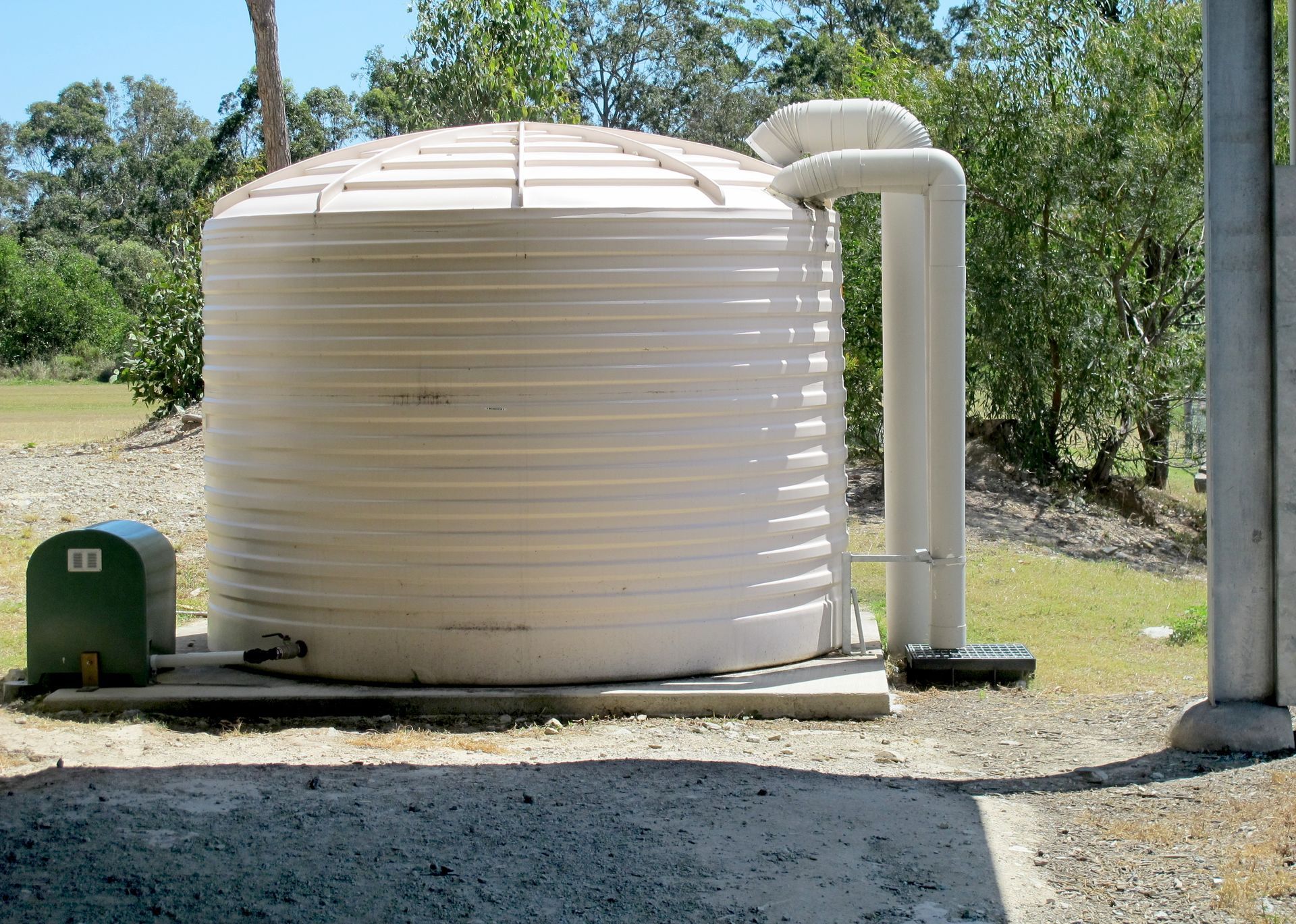 White water tank with external pipes attached - Hastings Water Care in Port Macquarie NSW