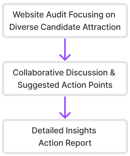 A diagram of a website audit focusing on diverse candidate attraction