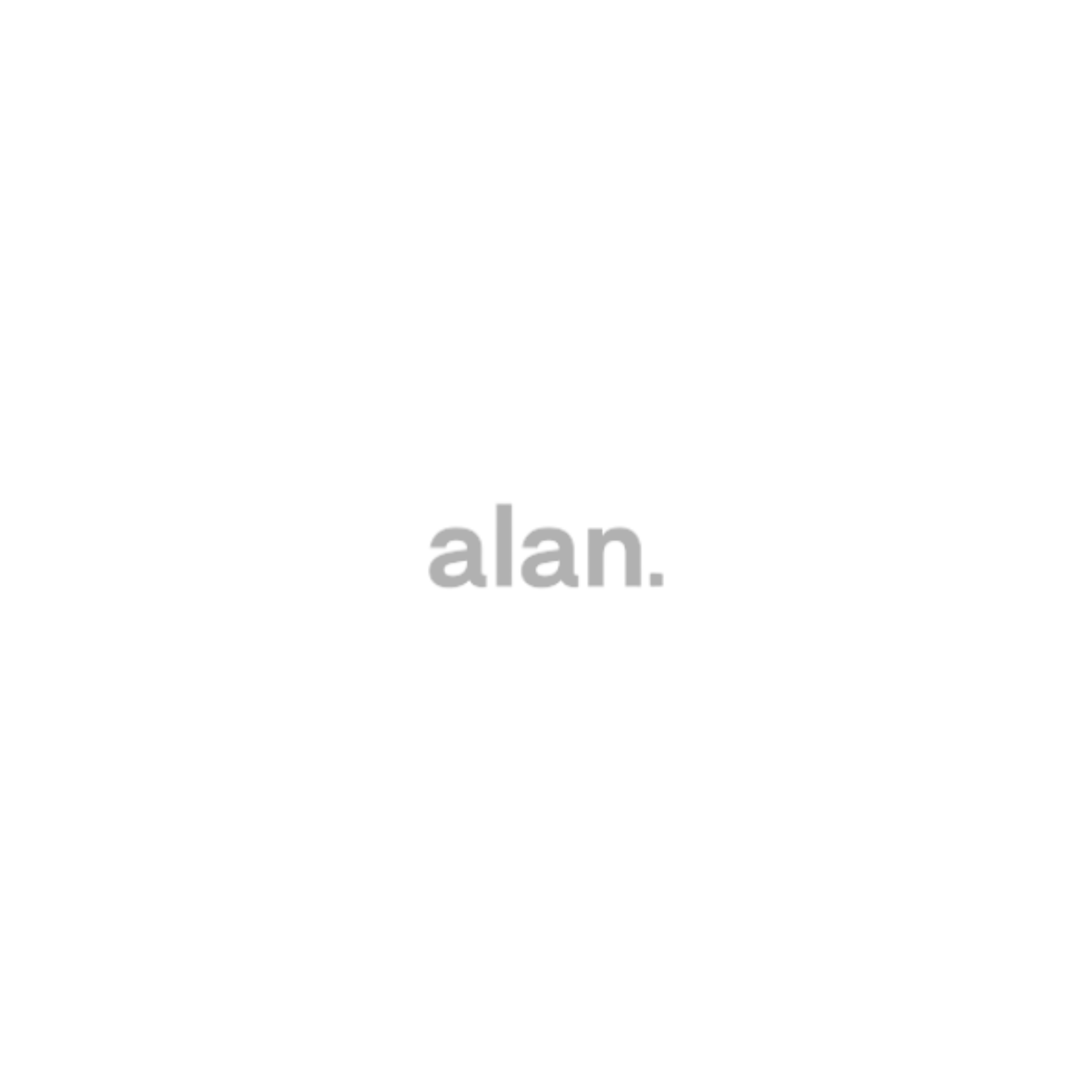The word alan is on a white background.