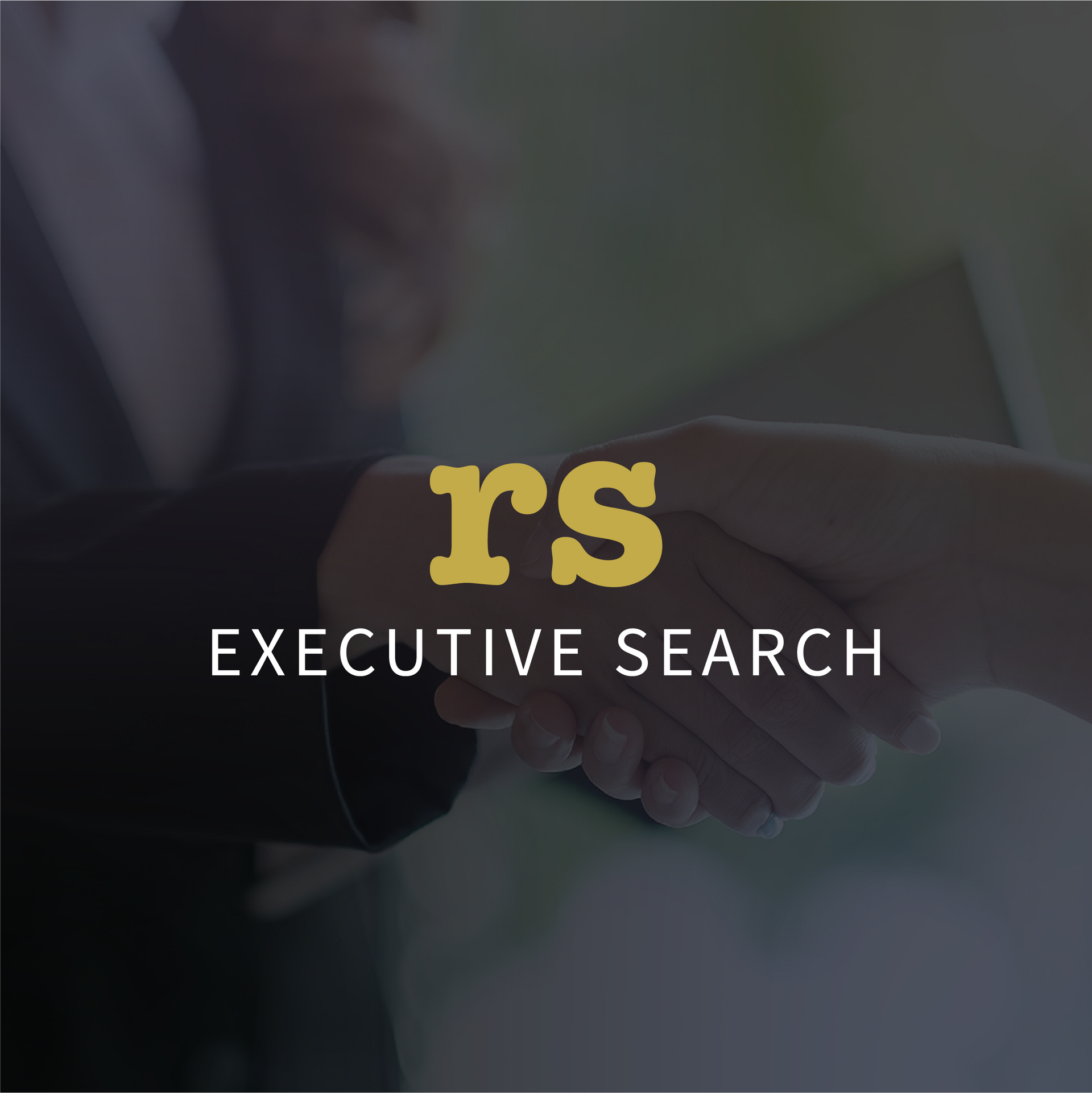 A logo for rs executive search with two people shaking hands