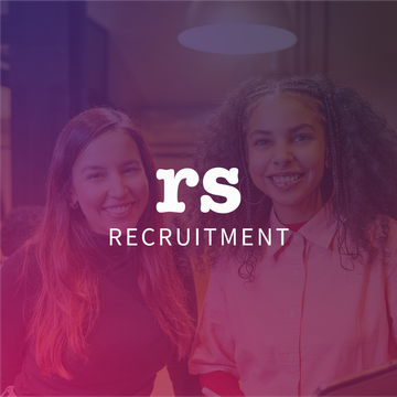 Two women are smiling for the rs recruitment logo.