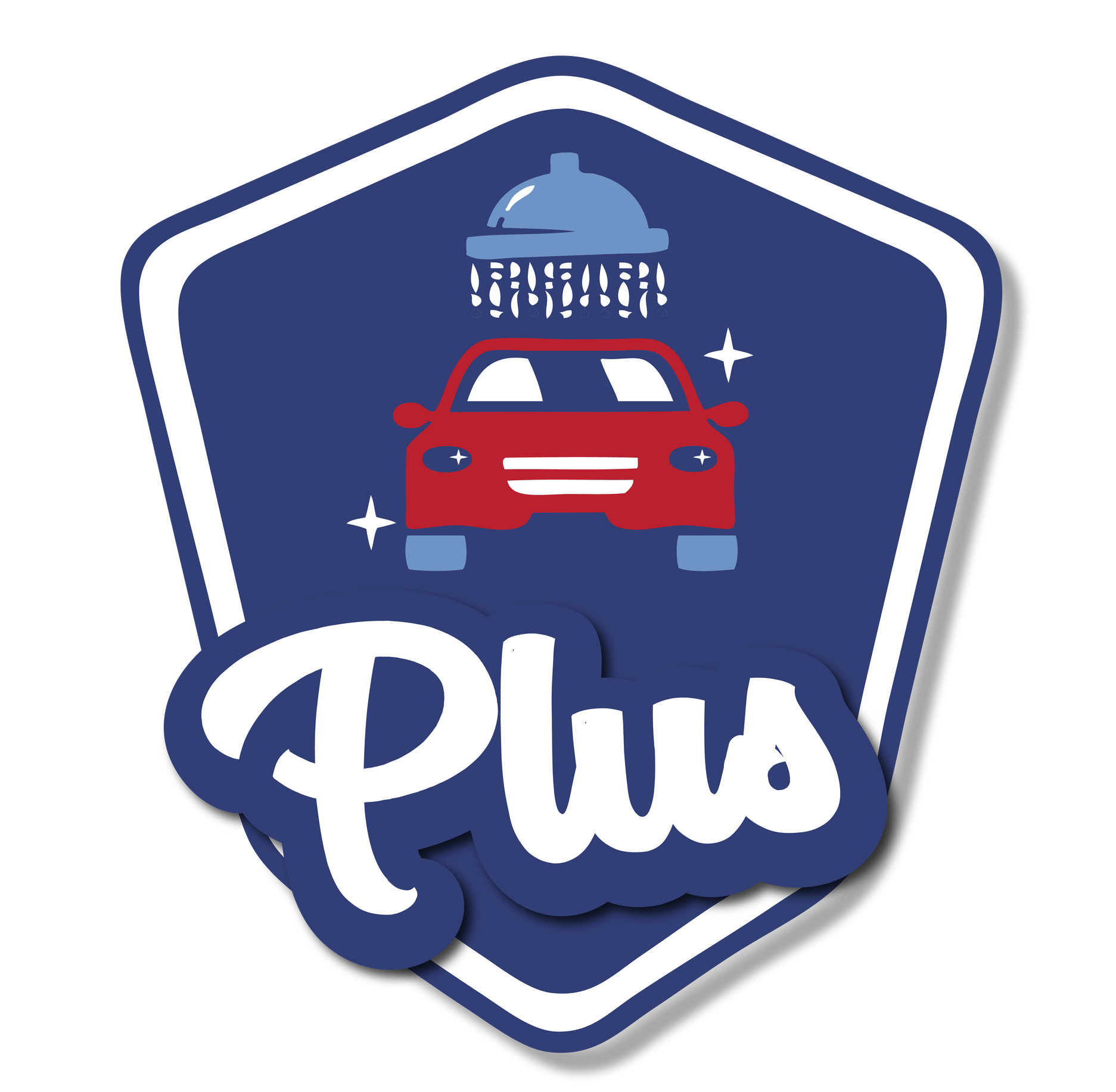 A logo for a car wash called plus