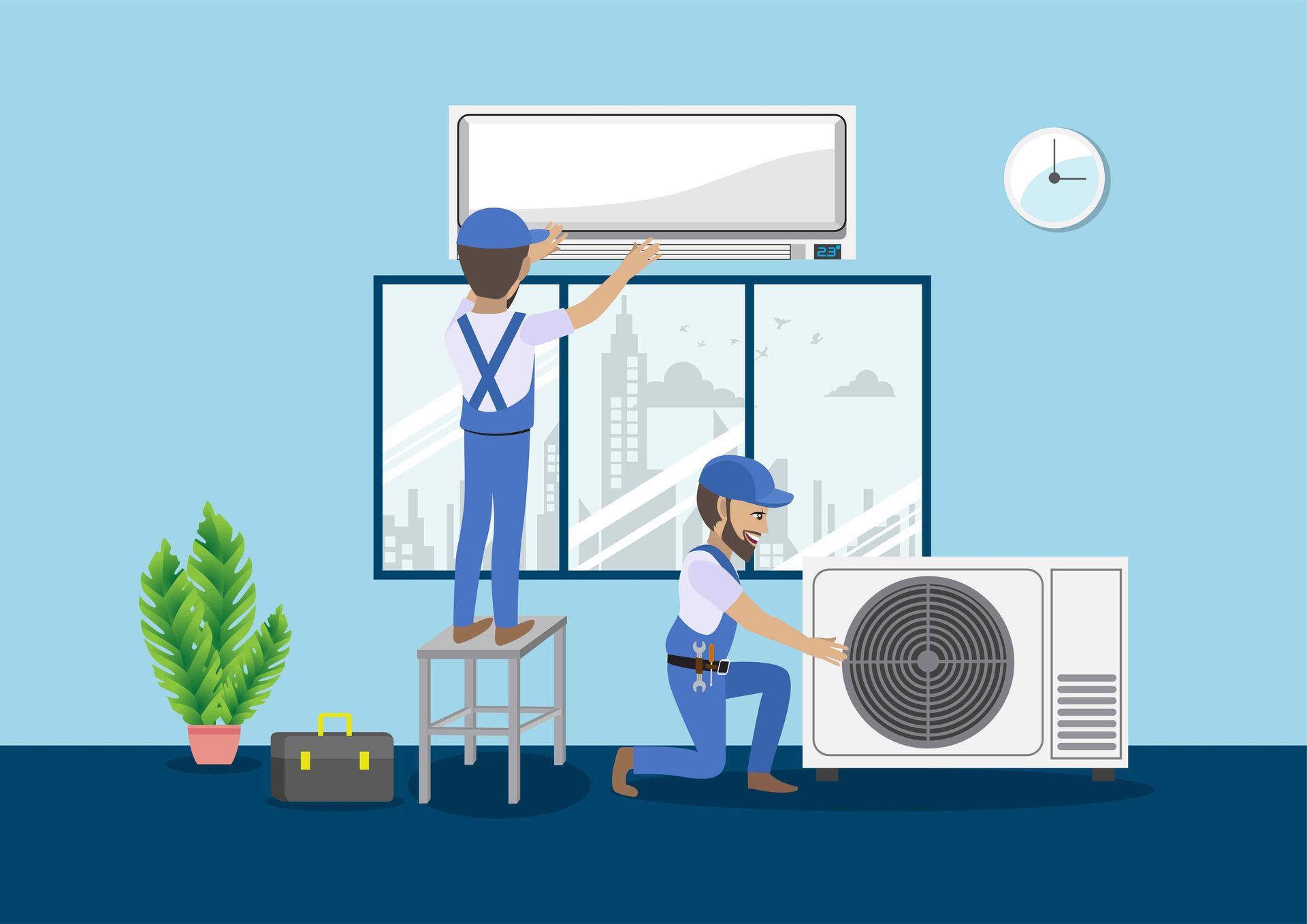 An animated picture of ac repair men