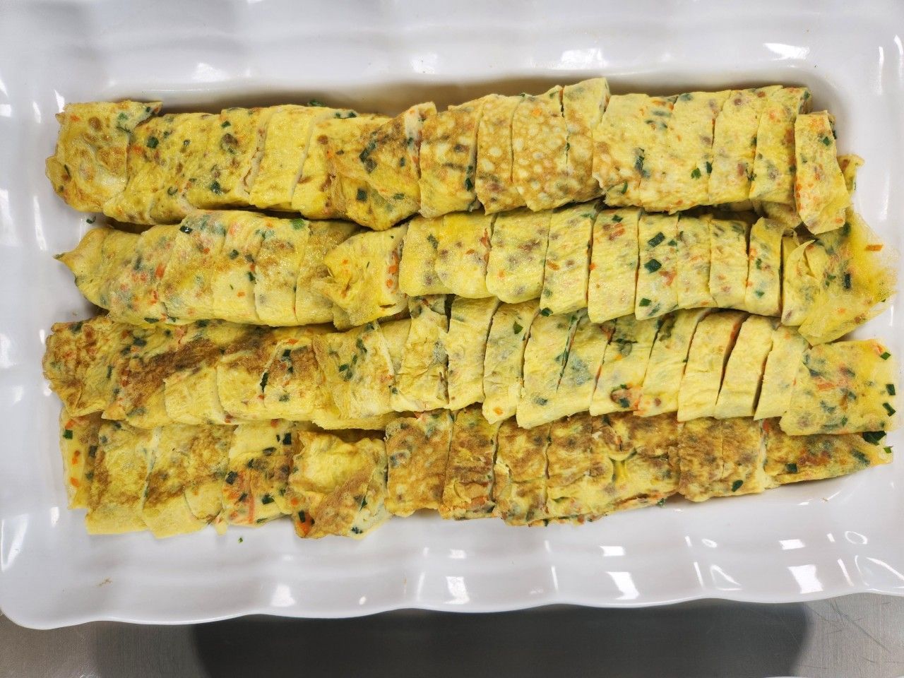 Variety of traditional Korean food served at a buffet
