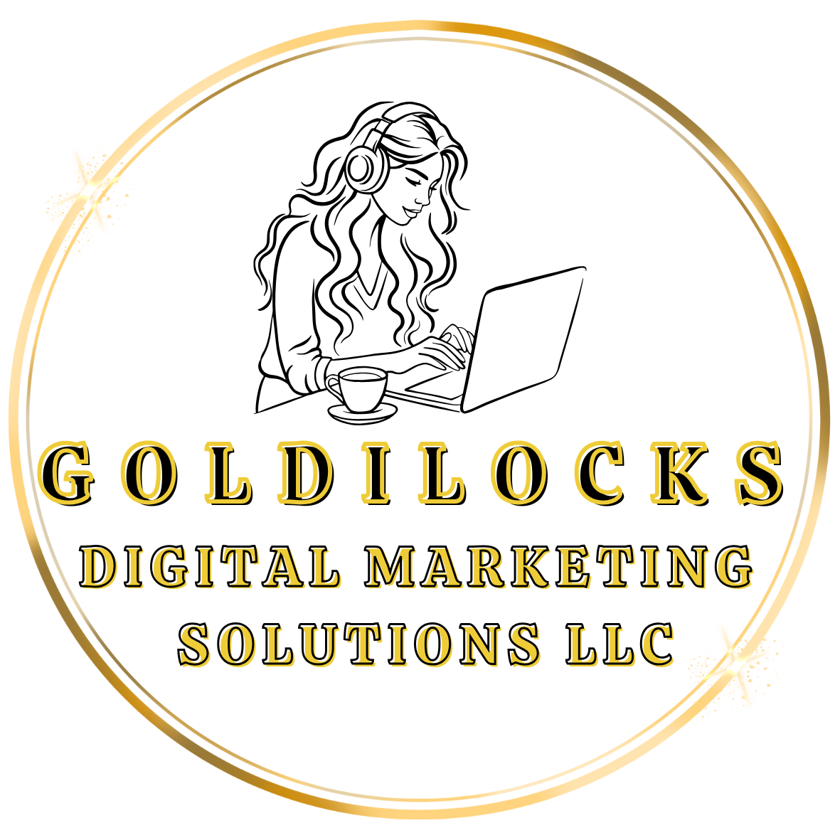 goldilocks digital marketing solutions llc in elkhart. Girl working online with logo of business