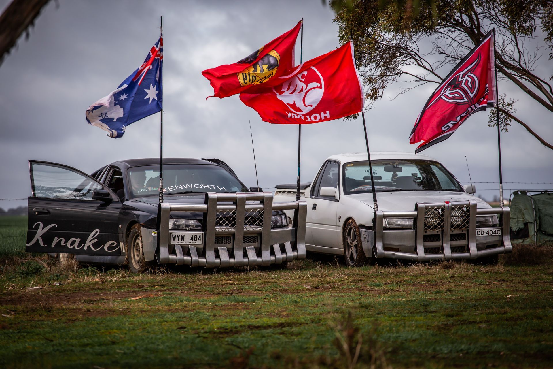 The word krake is on the side of a car