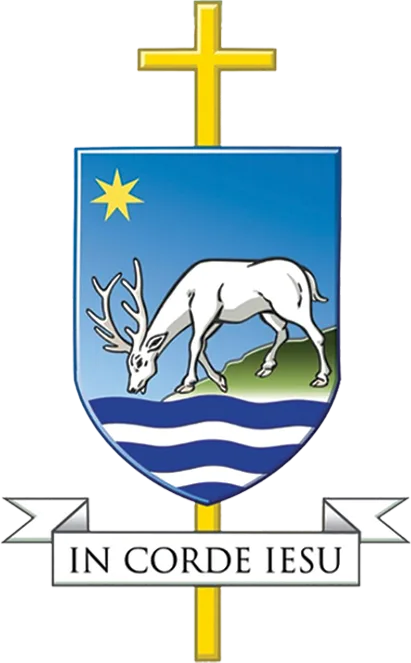 A coat of arms with a deer and the words in corde iesu