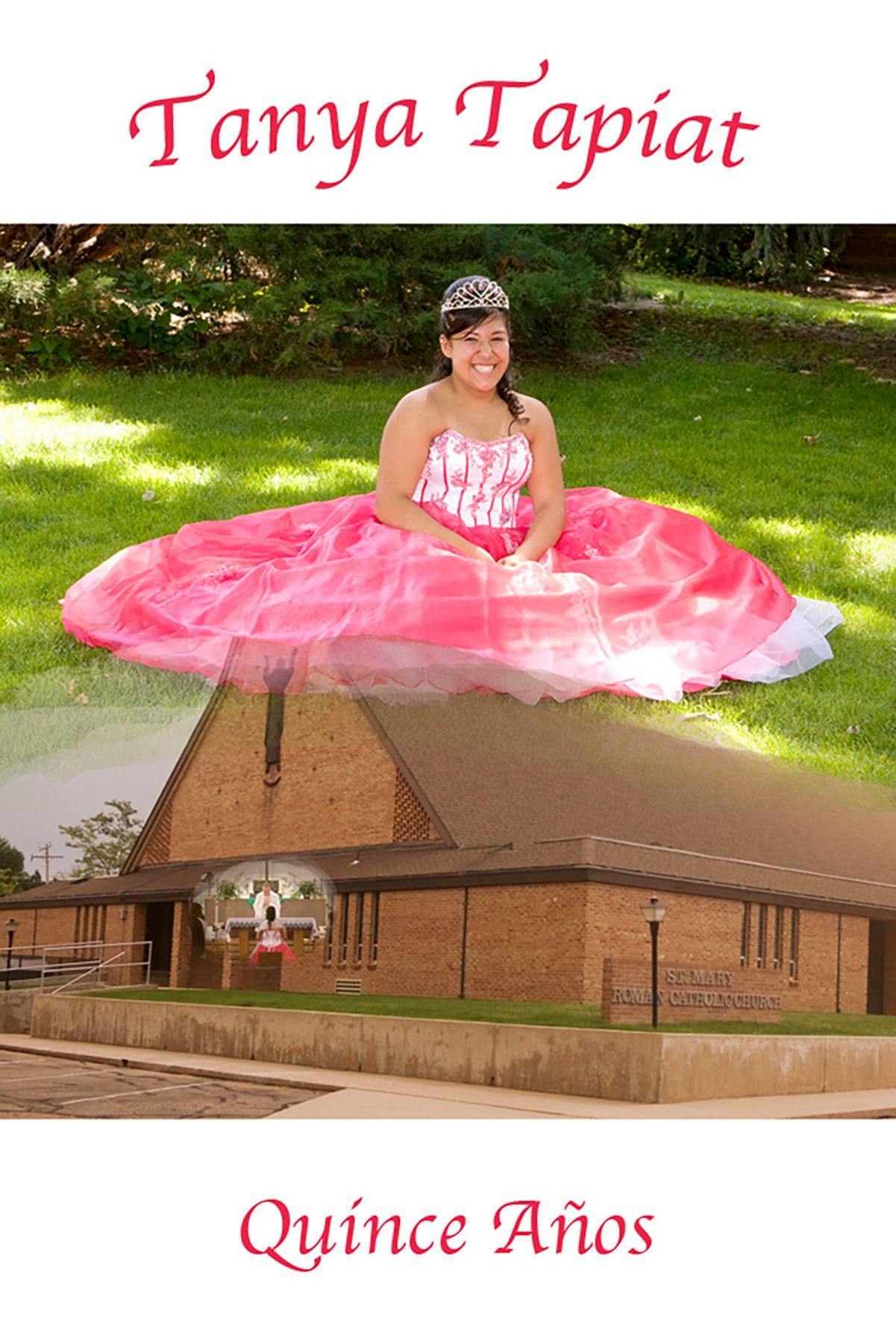 A girl in a pink dress with the name tanya tapiat on it