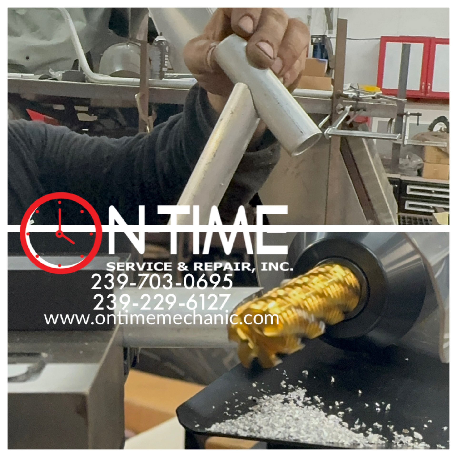 An advertisement for on time service and repair inc.