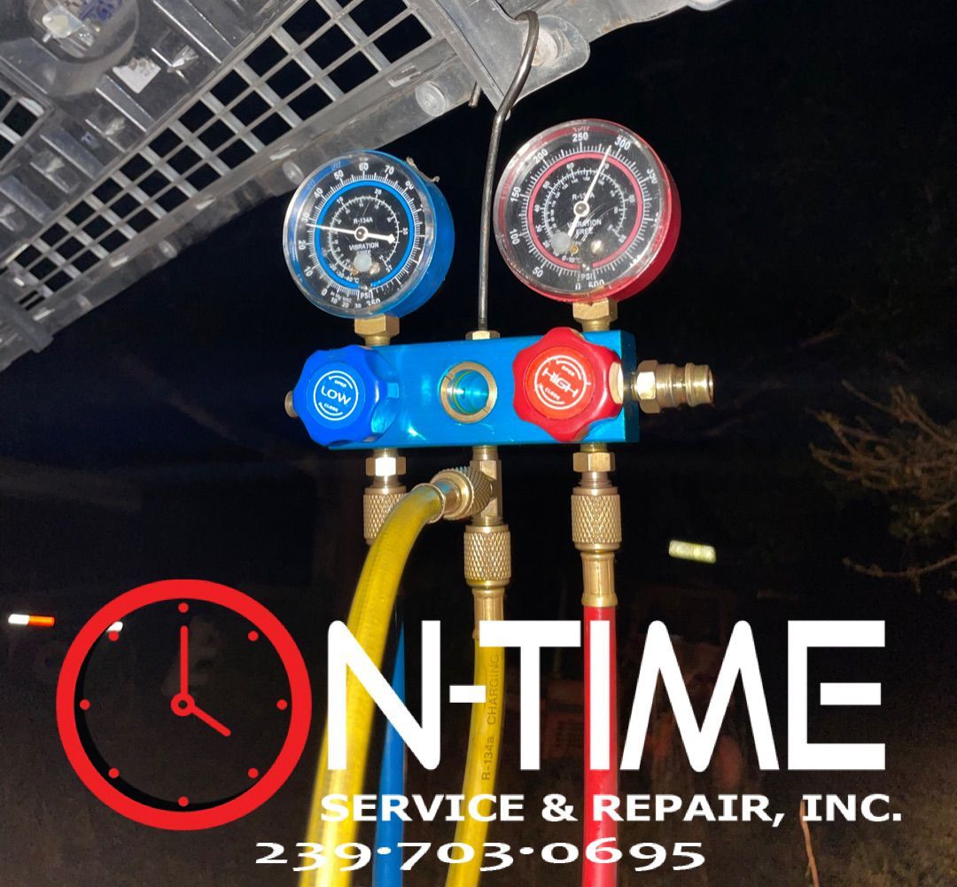An ad for on-time service and repair inc.
