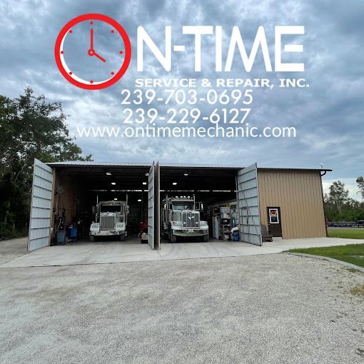 A sign for on time service and repair inc.