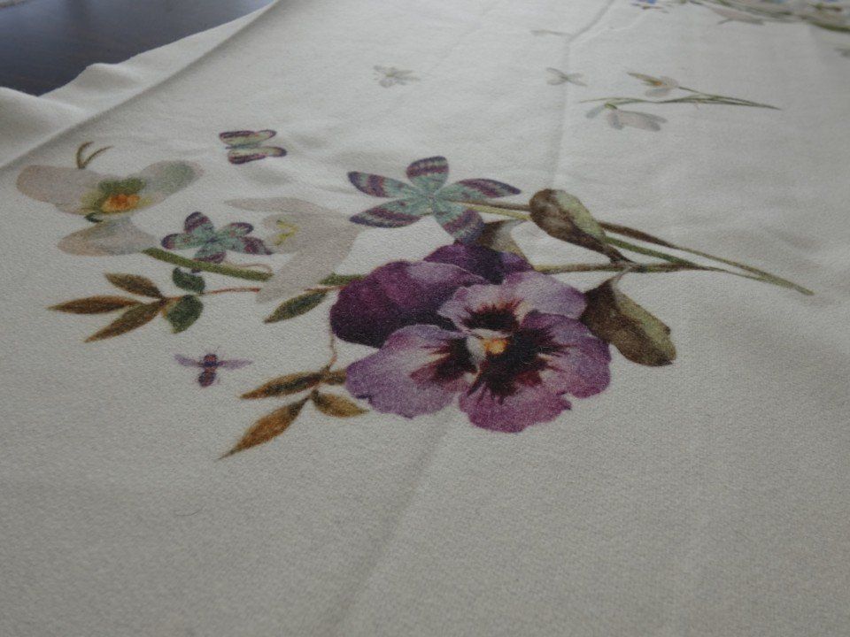 winter fabric with floral pattern