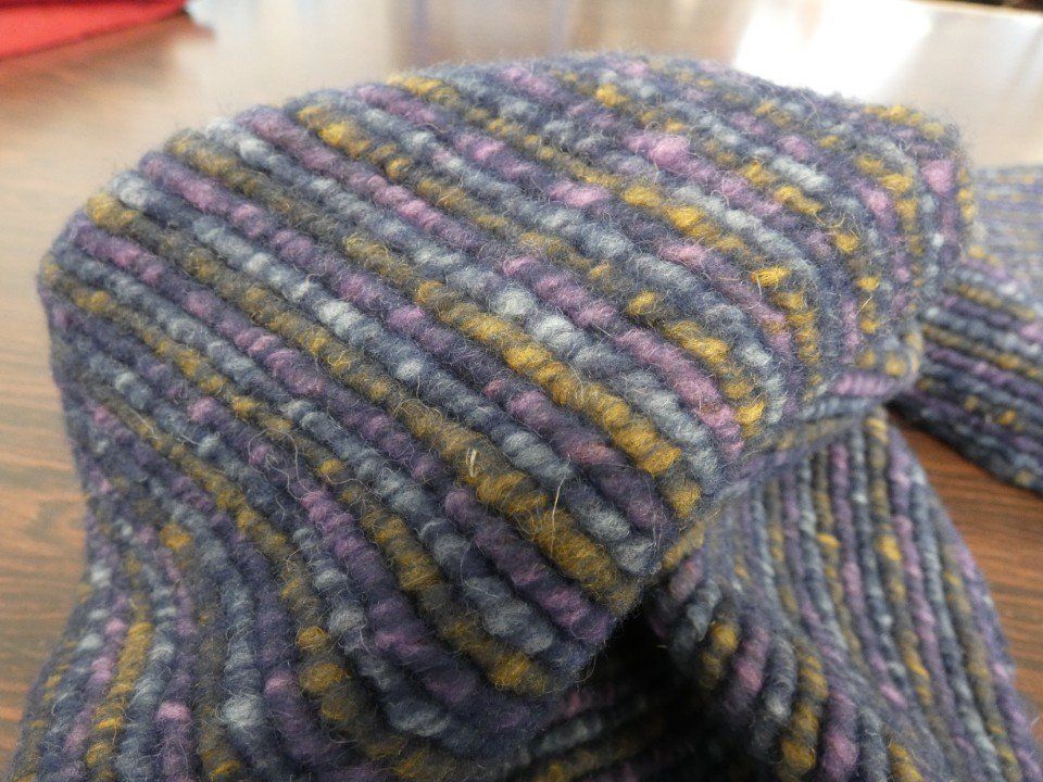 winter fabric with stripes of various colours