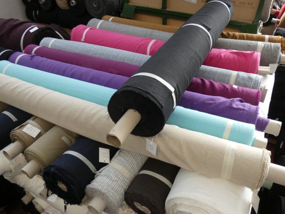 rolls of linen fabric