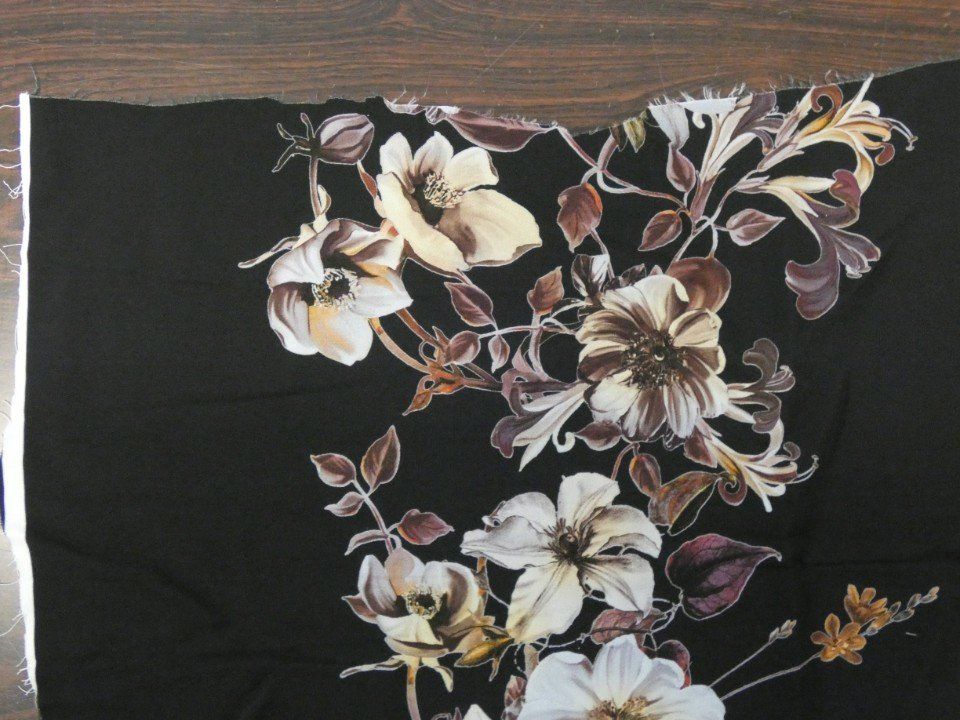 black fabric with floral pattern