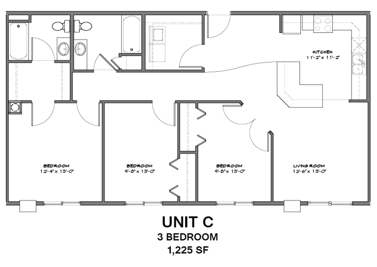Unit C | 3 Bed, 2 Bath