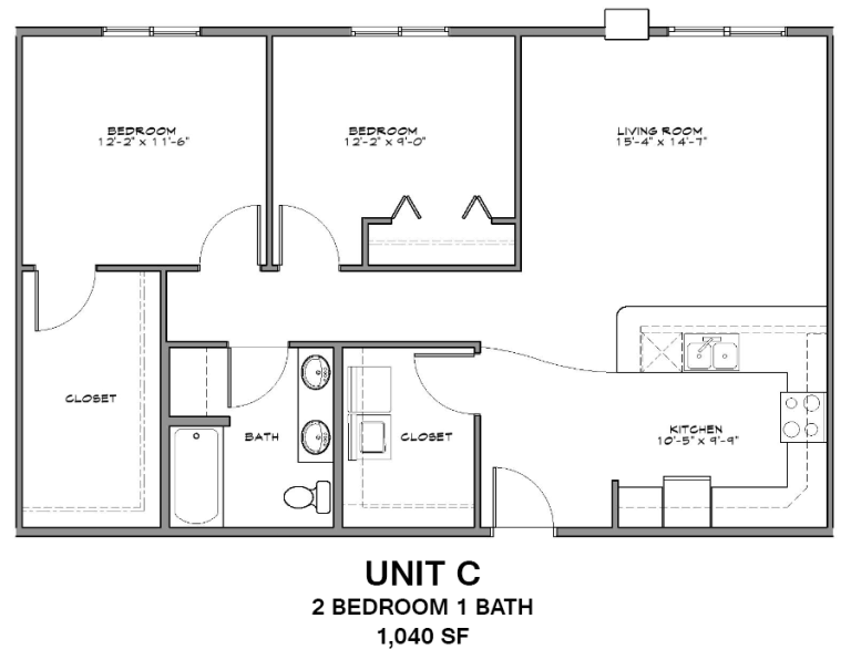 Unit C | 2 Bed, 1 Bath